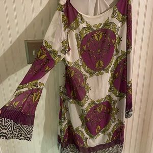 Purple and white long sleeve dress